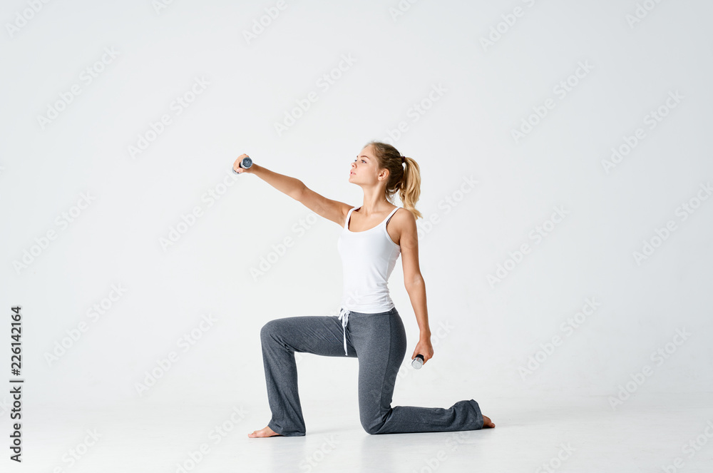woman with dumbbells fitness aerobics