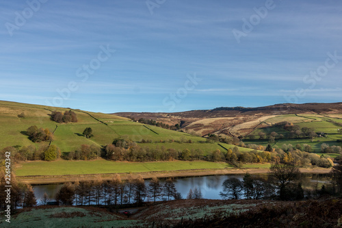 Landscape on United Kingdom country side during morning with blue sky