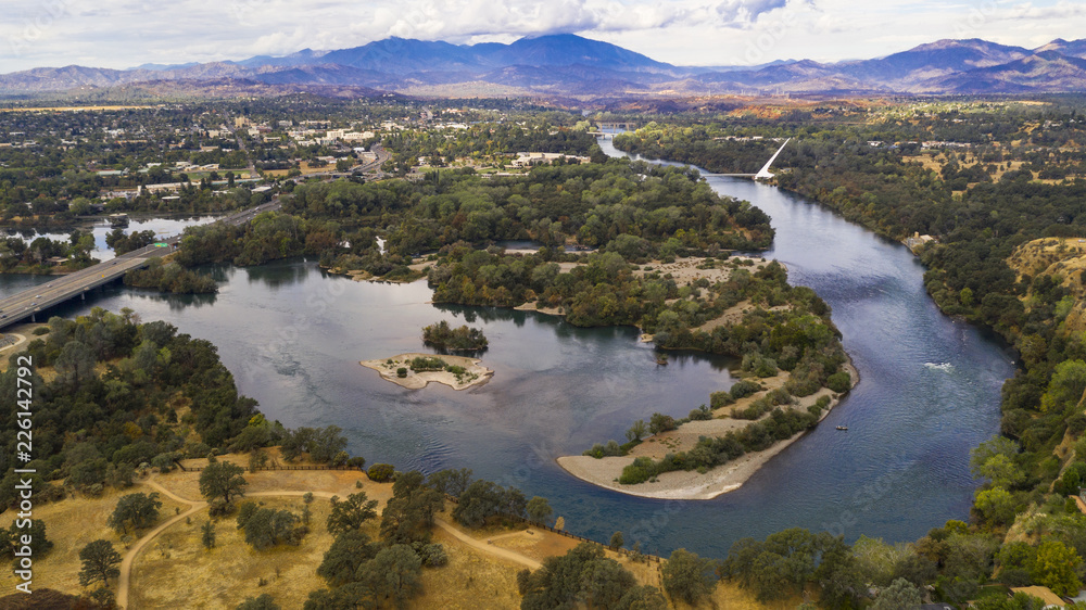 Aerial View Sacramento River Redding California Bully Choop Mountain