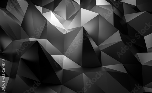 3d black tech geometric Low poly corporate illustration background.