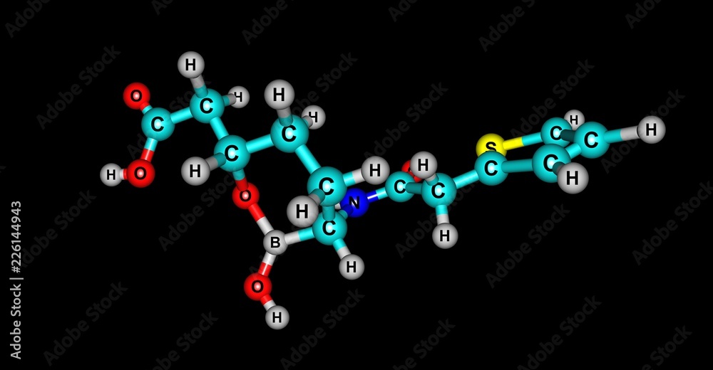 Vaborbactam molecular structure isolated on black