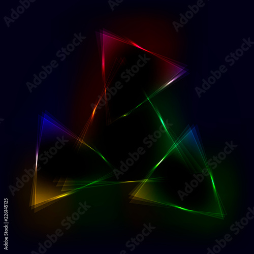Colorful abstract background with triangles with neon effect. Vector illustration eps 10