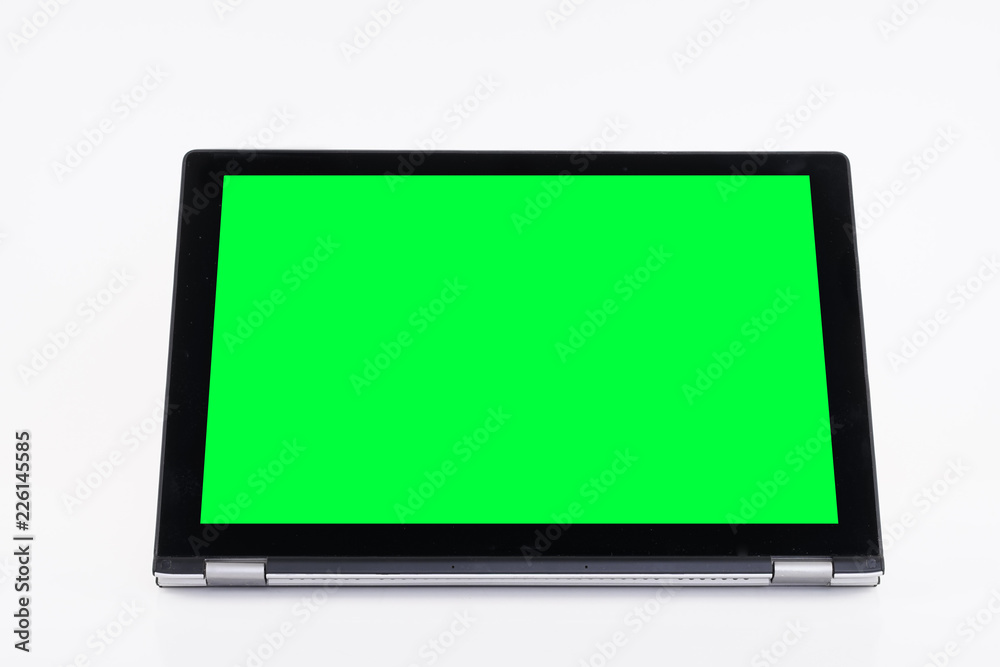 Laptop or notebook with chroma green display on a isolated background Laptop or notebook with chroma green display on a isolated background