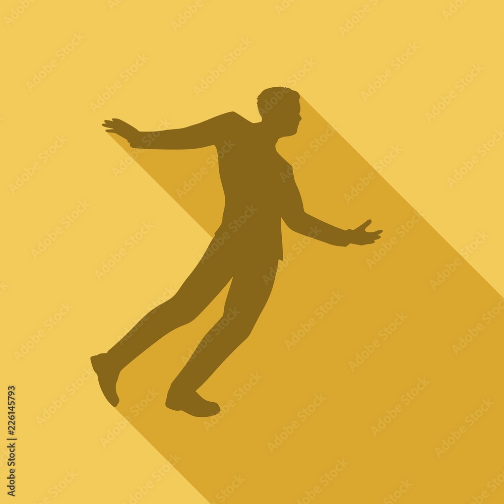 Drunkard young businessman walking. Social problem concept. Web icon with long shadows for application