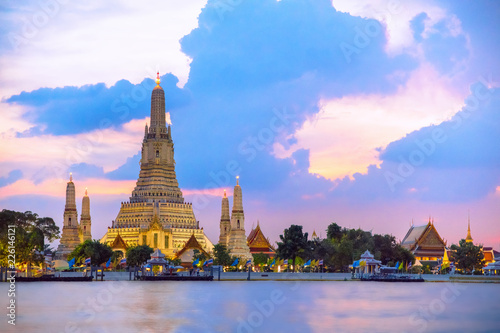 Wat Arun temple during sunset in bangkok,Thailand,one of famous landmark of Bangkok,Thailand.