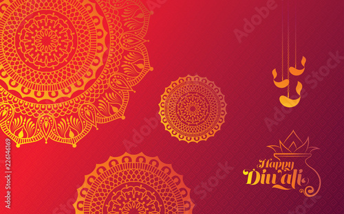 Diwali Background Template with Floral Ornate