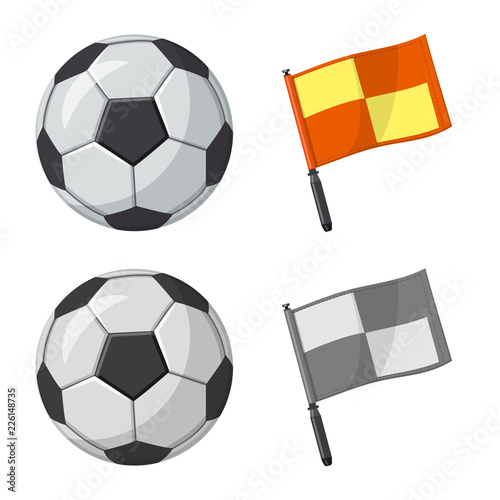 Vector illustration of soccer and gear sign. Collection of soccer and tournament stock vector illustration.