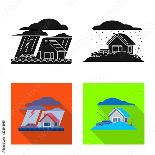Vector design of natural and disaster icon. Collection of natural and risk stock vector illustration.