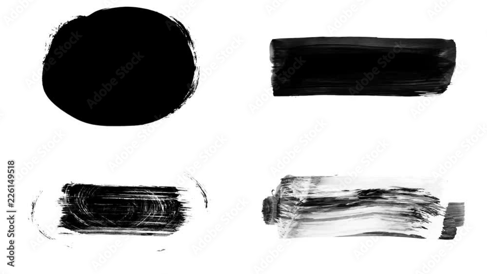 Set of grunge brush stroke. Abstract hand - painted element. Underline and border design. Seamless looping background. 4K Set of grunge brush stroke. Abstract hand - painted element. Underline and border design. Seamless looping background. 4K