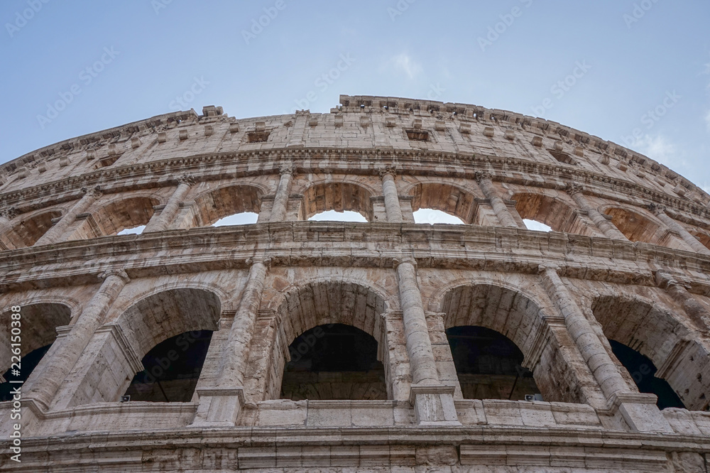Colosseum in rome looking up at the exterior