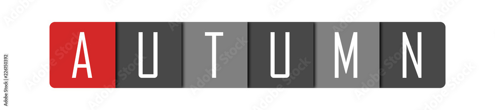 Autumn - clear white text written in red and gray boxes on white background Autumn - clear white text written in red and gray boxes on white background