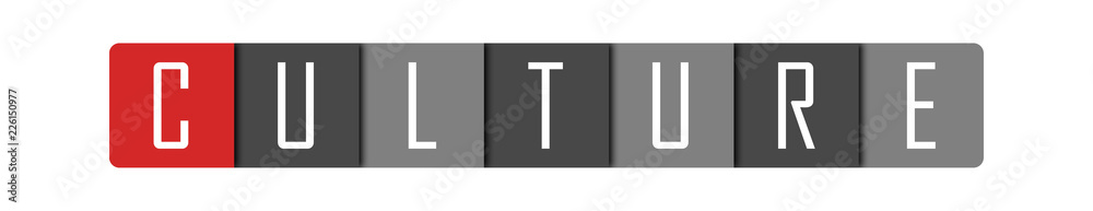 Culture - clear white text written in red and gray boxes on white background Culture - clear white text written in red and gray boxes on white background