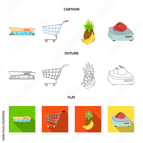 Vector illustration of food and drink sign. Set of food and store stock vector illustration.