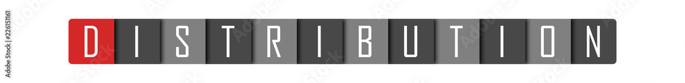 Distribution - clear white text written in red and gray boxes on white background Distribution - clear white text written in red and gray boxes on white background