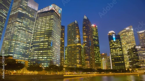 Singapore downtown buildings sunset rotation Timelapse