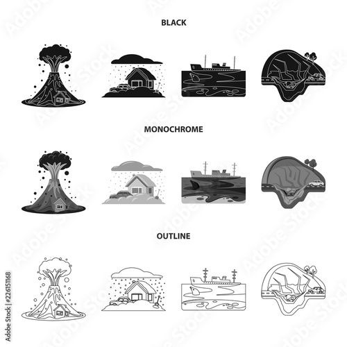 Isolated object of natural and disaster icon. Set of natural and risk vector icon for stock.
