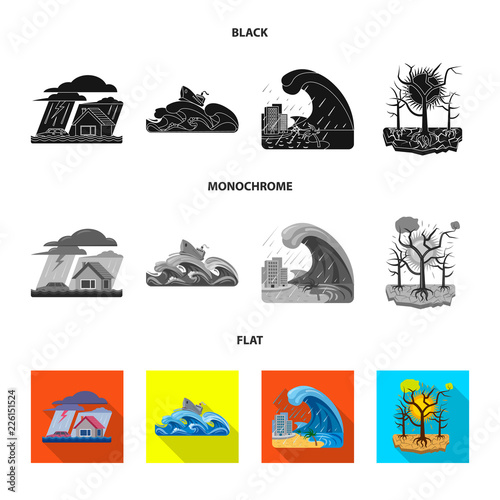 Vector illustration of natural and disaster icon. Set of natural and risk vector icon for stock.