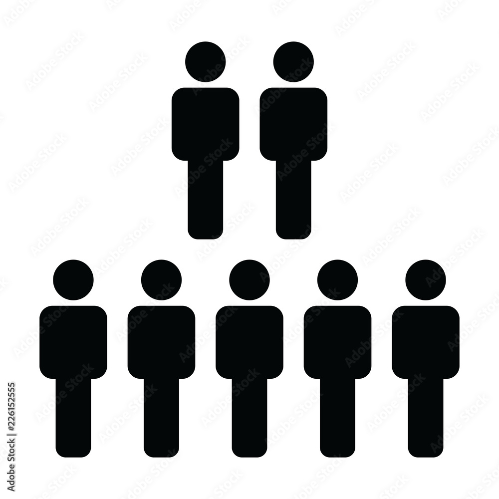 Leadership icon vector male group of people symbol avatar for business management team in flat color glyph pictogram illustration