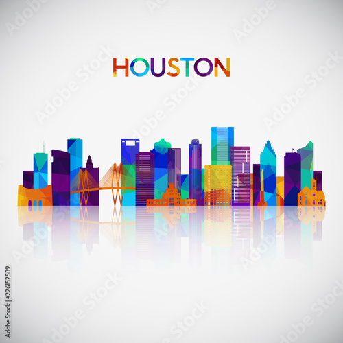 Houston skyline silhouette in colorful geometric style. Symbol for your design. Vector illustration. photo