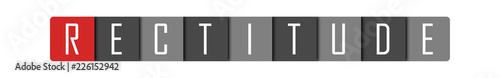 Φωτογραφία Rectitude - clear white text written in red and gray boxes on white background