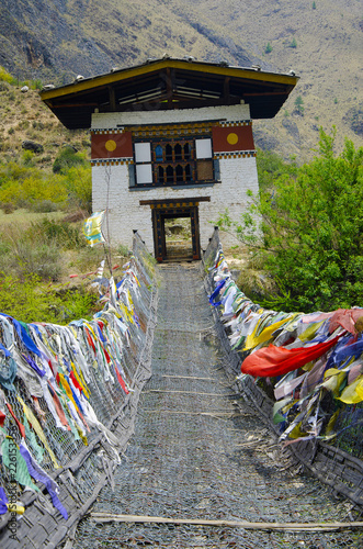 Iron chain bridge located near Tachog Lhakhang Dzong temple. Paro photo