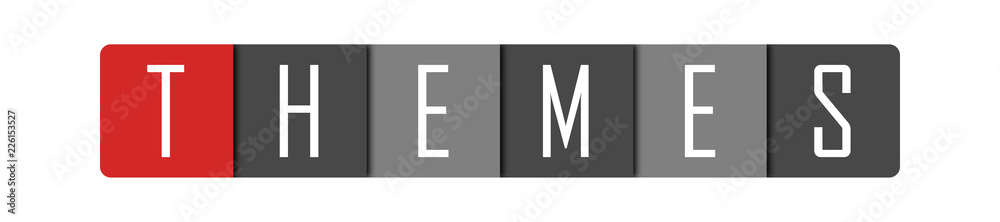 Fototapeta premium Themes - clear white text written in red and gray boxes on white background