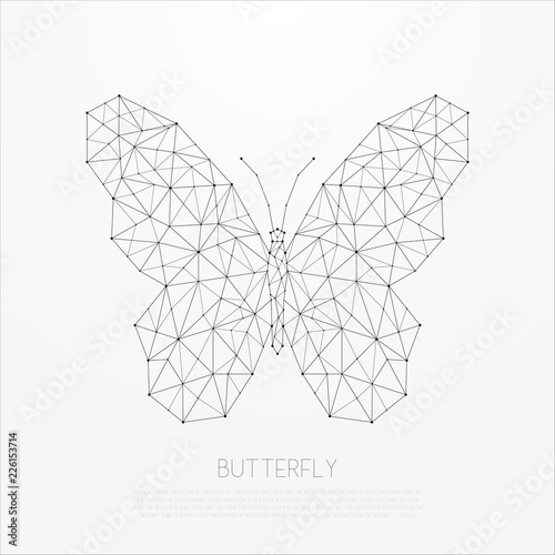 Polygonal insect. Abstract geometric butterfly illustration. Vector design template.