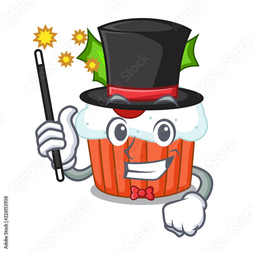 Magician delicious christmas cupcakes isolated on mascot