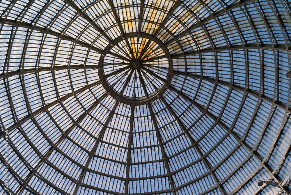 The Glass dome of the Galleria Umberto I in Naples, Italy