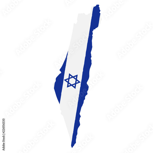 Map of Israel with Flag. Hand Painted with Brush. Vector Illustration.