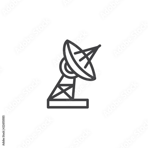 Satellite dish outline icon. linear style sign for mobile concept and web design. Satellite antenna simple line vector icon. Radio telescope Symbol, logo illustration. Pixel perfect vector graphics