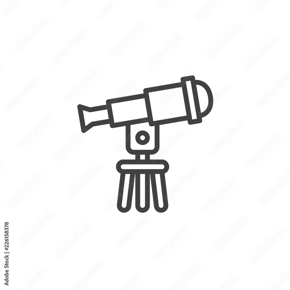 Telescope outline icon. linear style sign for mobile concept and web design. Astronomy simple line vector icon. Symbol, logo illustration. Pixel perfect vector graphics Telescope outline icon. linear style sign for mobile concept and web design. Astronomy simple line vector icon. Symbol, logo illustration. Pixel perfect vector graphics