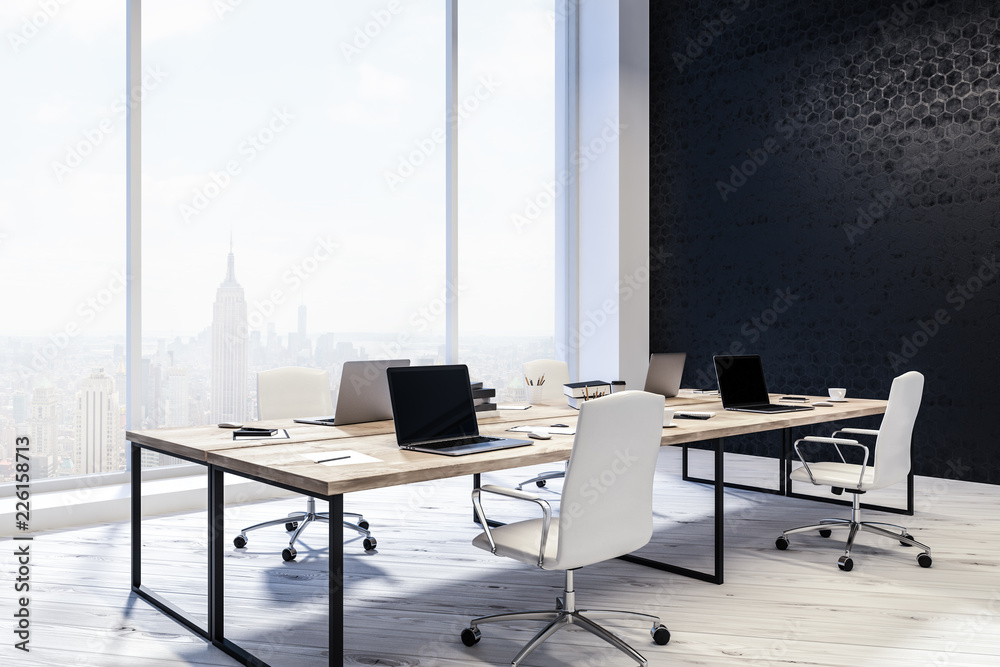 Fototapeta premium Manager office interior, black walls