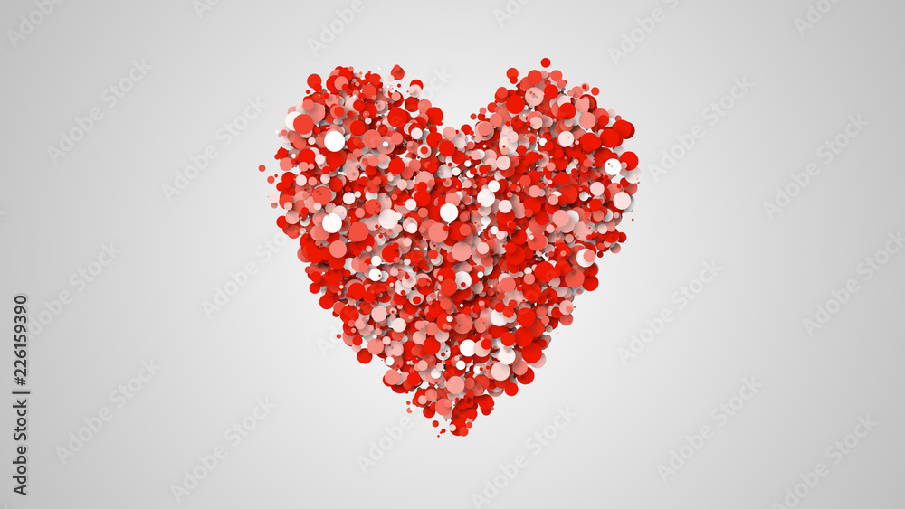 valentines day greeting card, heart shape of many particles valentines day greeting card, heart shape of many particles