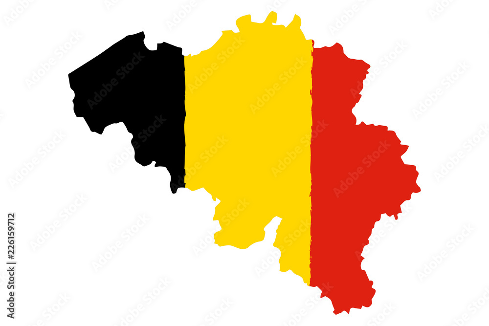 Map of Belgium with Flag. Hand Painted with Brush. Vector Illustration.