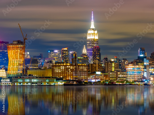 Manhattan Skyline ,waterfront and skyline viewed from the Hudson River Hoboken NJ