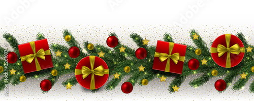 Christmas and New Year Seamless Border Fir Tree