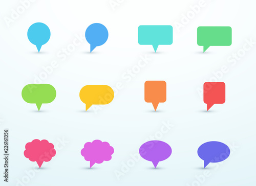 Vector Upright Speech Bubble Sign Shapes Set