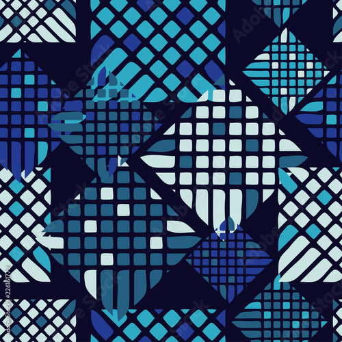 Wallpaper Mural Seamless abstract geometric pattern. Pixels. Mosaic texture. Brushwork. Hand hatching. Can be used for wallpaper, textile, invitation card, wrapping, web page background. Torontodigital.ca