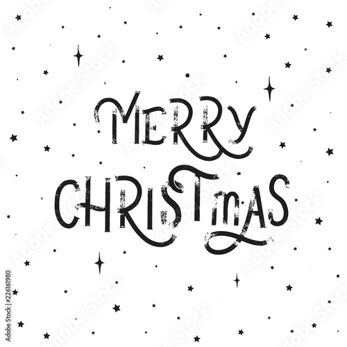 Merry Christmas - grunge hand lettering inscription vector.