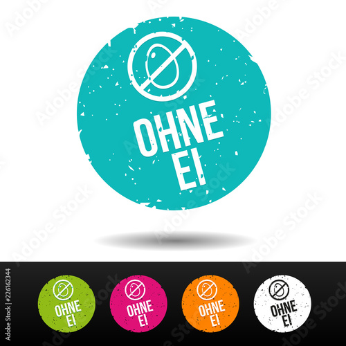 Egg free stamp with Icon. German-Translation: Ohne Ei Stempel mit Icon - Eps10 Vector Button.