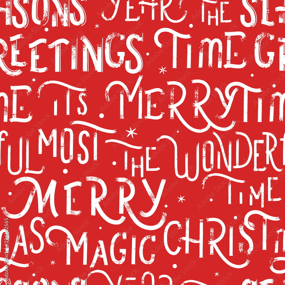 Grunge christmas lettering seamless pattern vector.