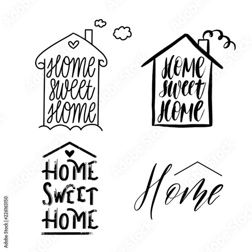 Home sweet home - Hand drawn set lettering vector for print, textile, decor, poster, card. Modern brush calligraphy.