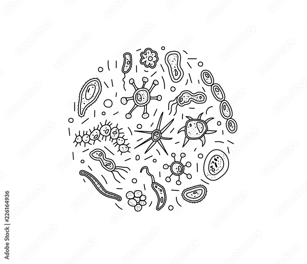 Bacteria cells set composition. Vector illustration. Bacteria cells set composition. Vector illustration.