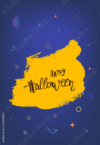 Happy Halloween Party flat vertical poster. Vector illustration.