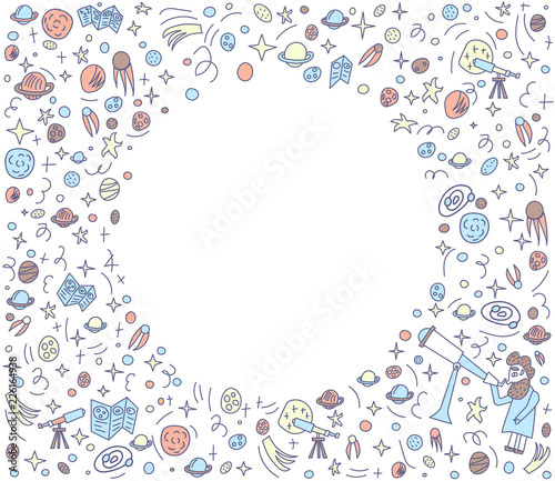 Tablou Canvas Vector design of astronomers and space objects.