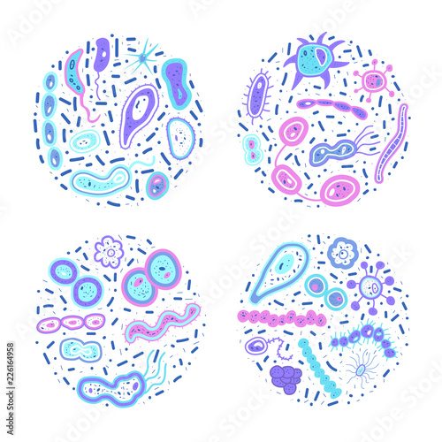 Bacteria cells set composition. Vector illustration.