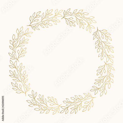 Gold foil laurel with leaves and branches