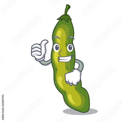 Thumbs up vegetables pod green bean in cartoon