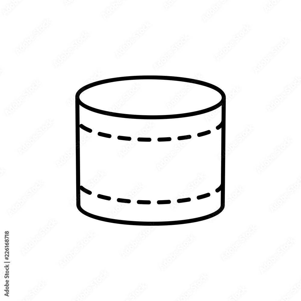 Black & white vector illustration of round fabric ottoman. Line icon of accent coffee table. Modern upholstered seat. Living room, bedroom & patio furniture. Isolated on white background. Black & white vector illustration of round fabric ottoman. Line icon of accent coffee table. Modern upholstered seat. Living room, bedroom & patio furniture. Isolated on white background.